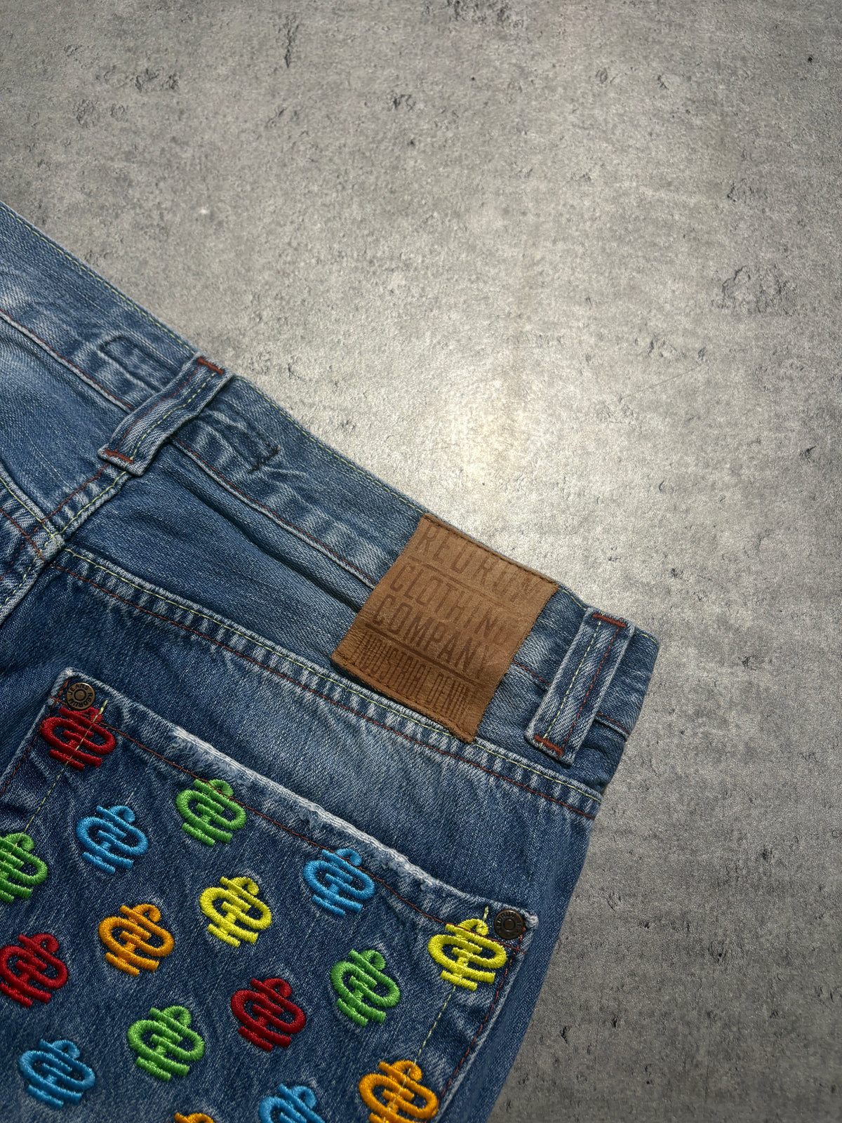 Redrum Embroidery Washed Jeans