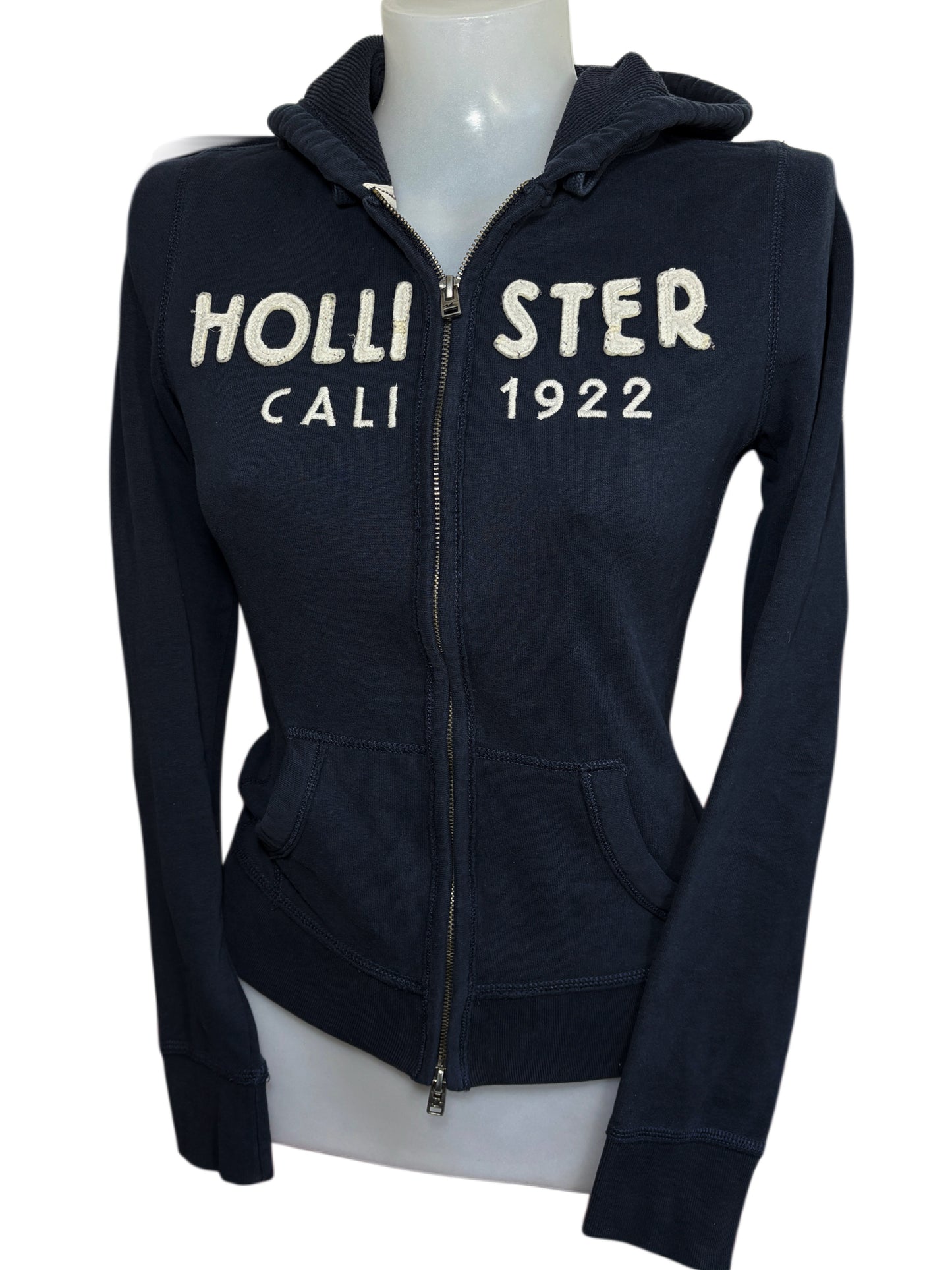 2000s Hollister navy zip up hoodie