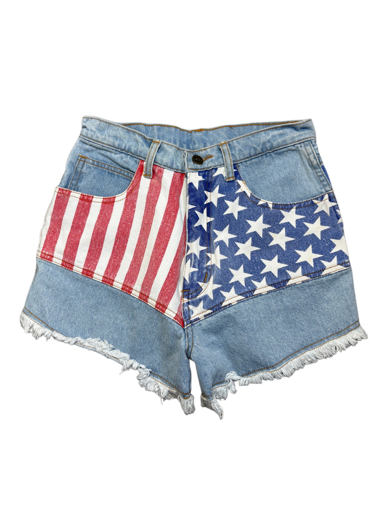 2000s USA flag jeans shorts