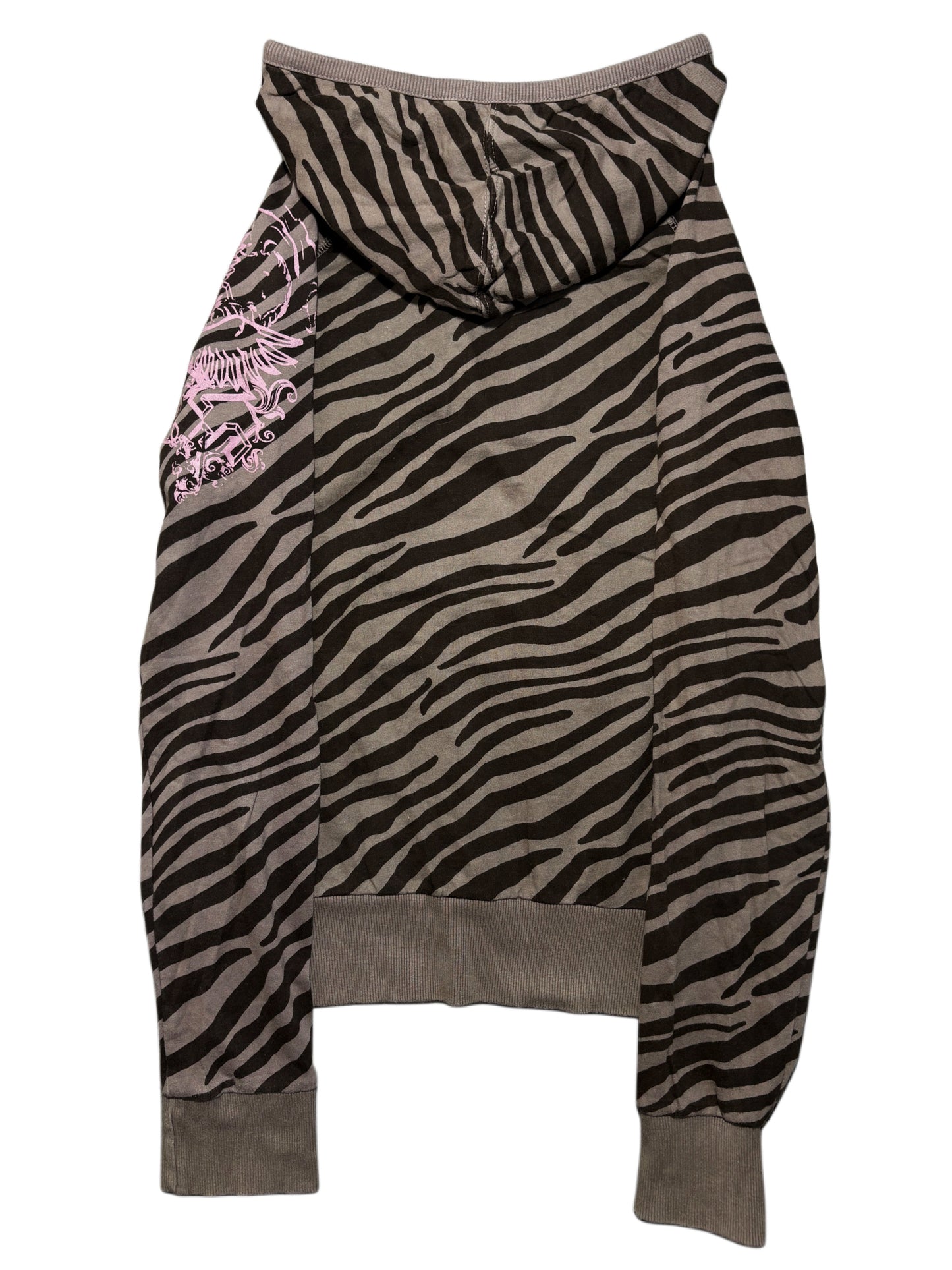2000s v neck Zebra Print Y2K Hoodie