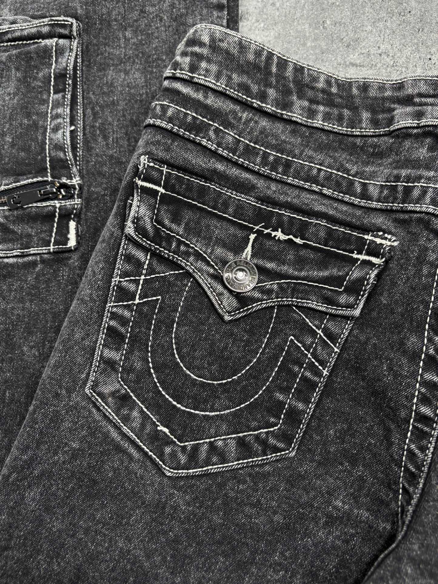 True Religion grey flare pockets jeans