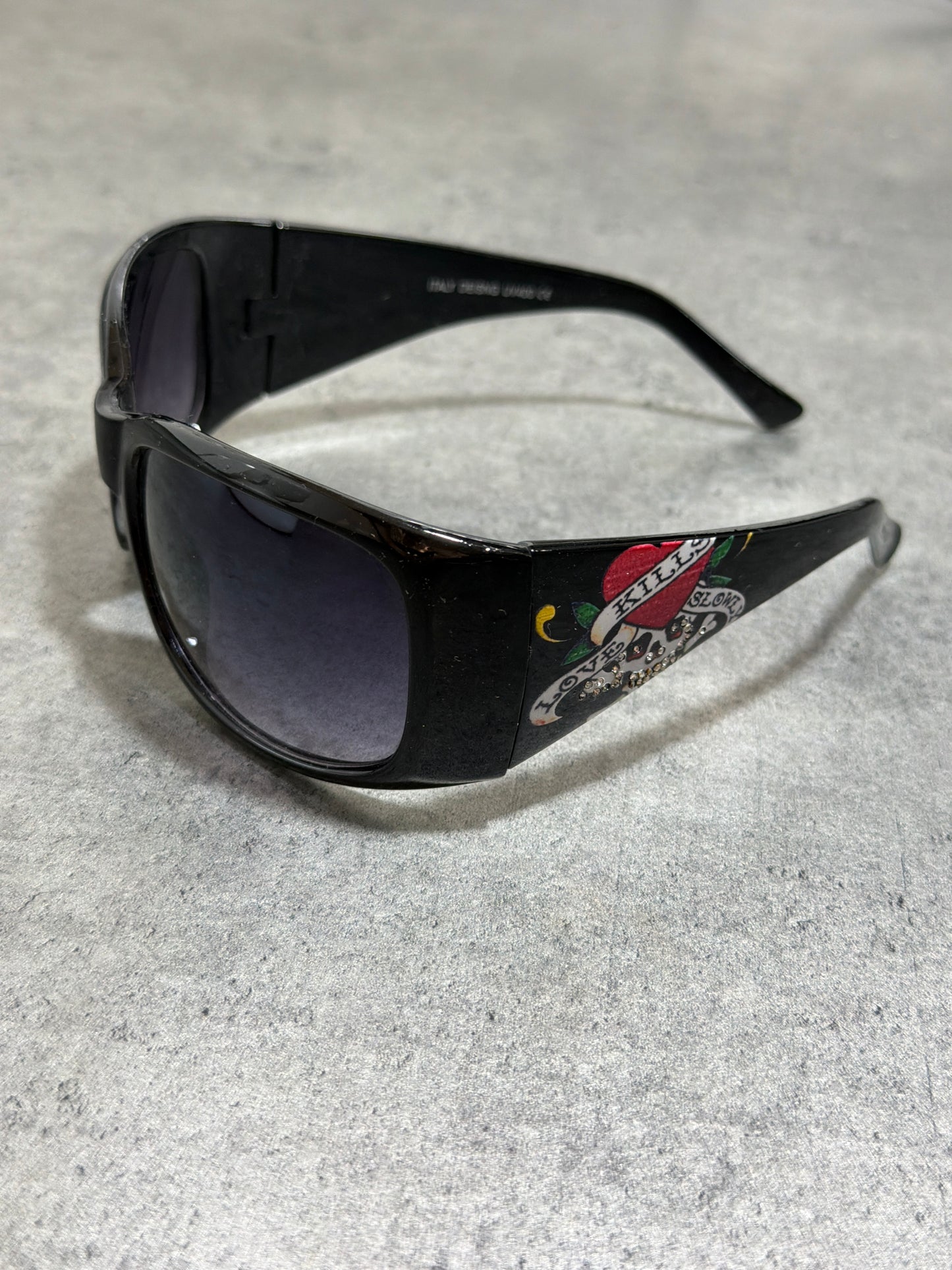2000s Ed Hardy sunglasses black okulary przeciwsłoneczne