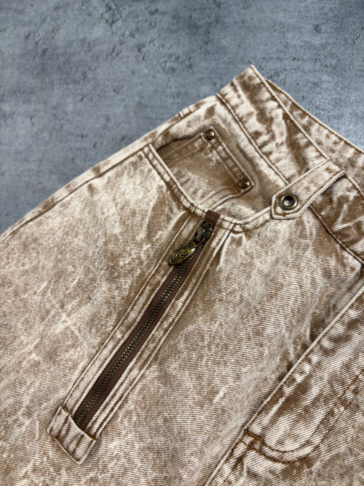 2000s Personsoul Beige Distressed Baggy Jeans