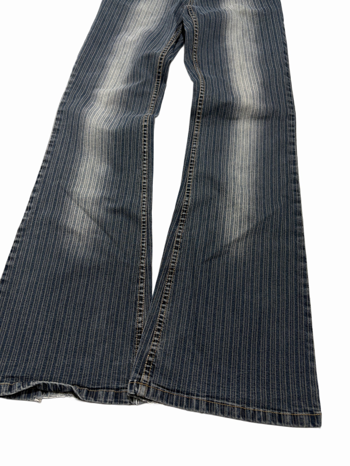 2000s Flare washed stripes dark grey pants flared y2k bootcut