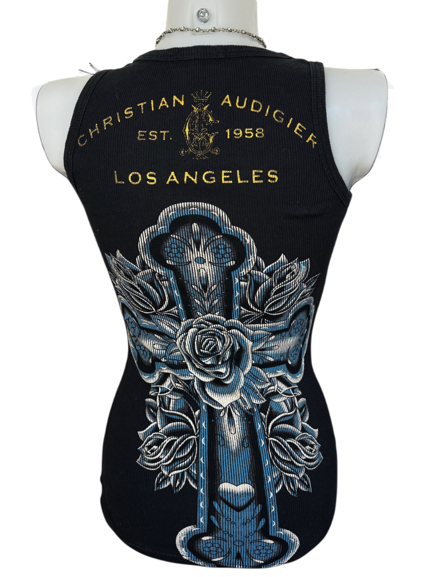 2000s Christian Audigier top/mini dress sukienka skull cross