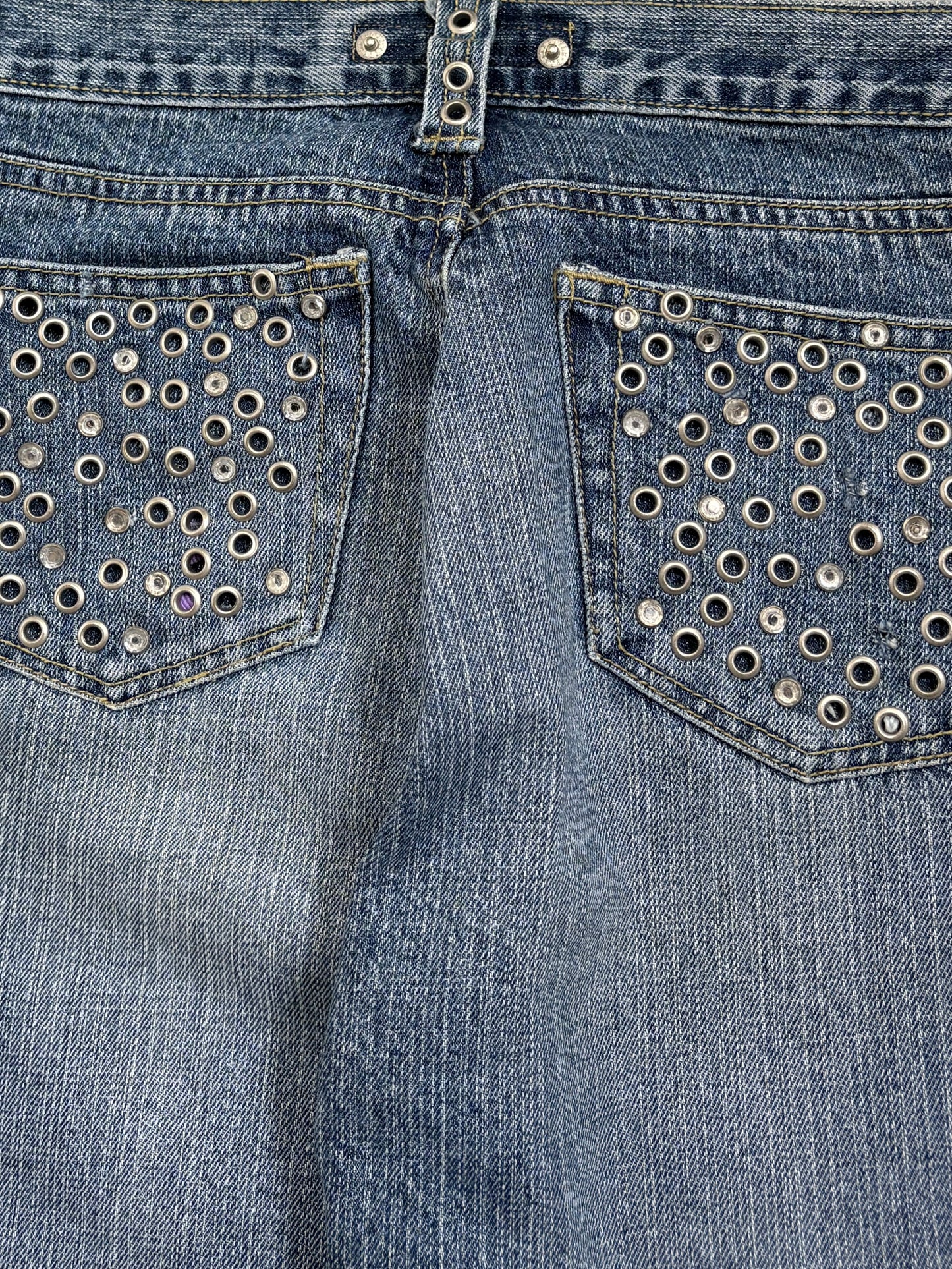 2000s Flare silver o-rings jeans flared bootcut archive