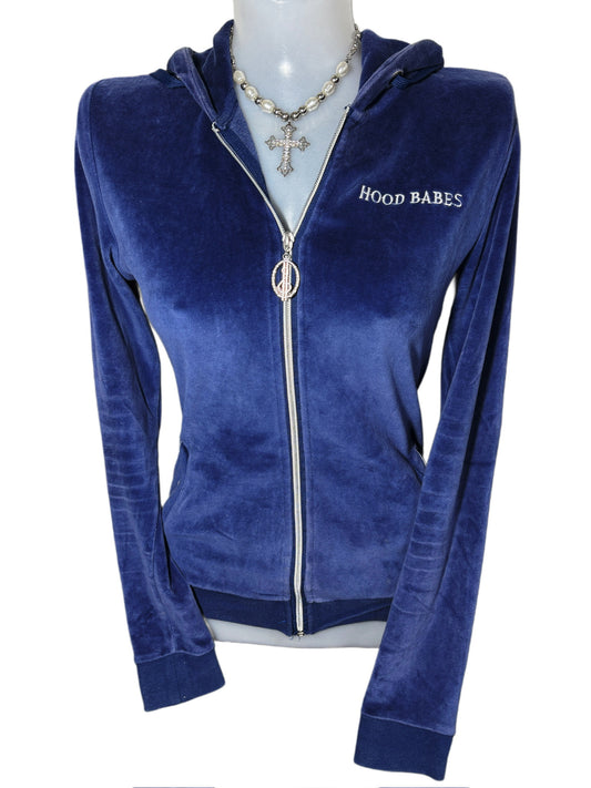 2000s Hood Babes welur zip up hoodie