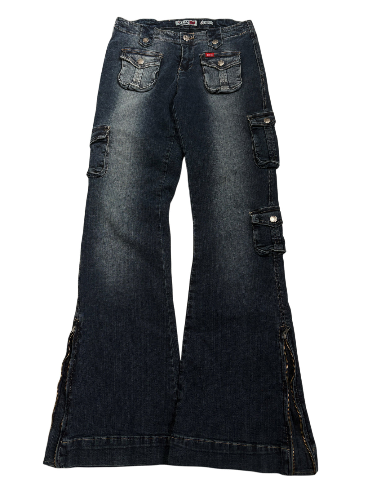 2000s Y2K Washed Flared Multipocket Jeans