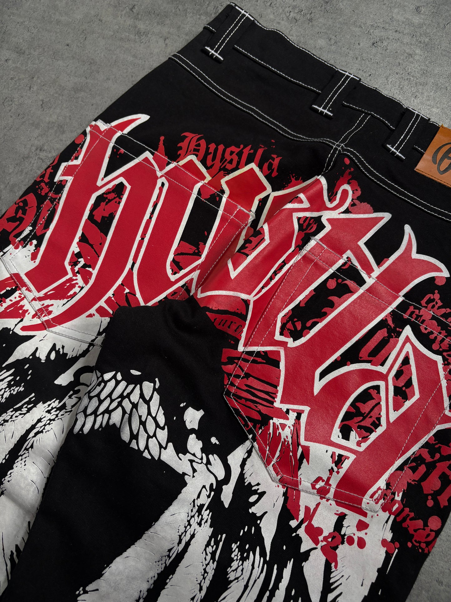 2000s Bsat Hustla Baggy Wings Red Jeans