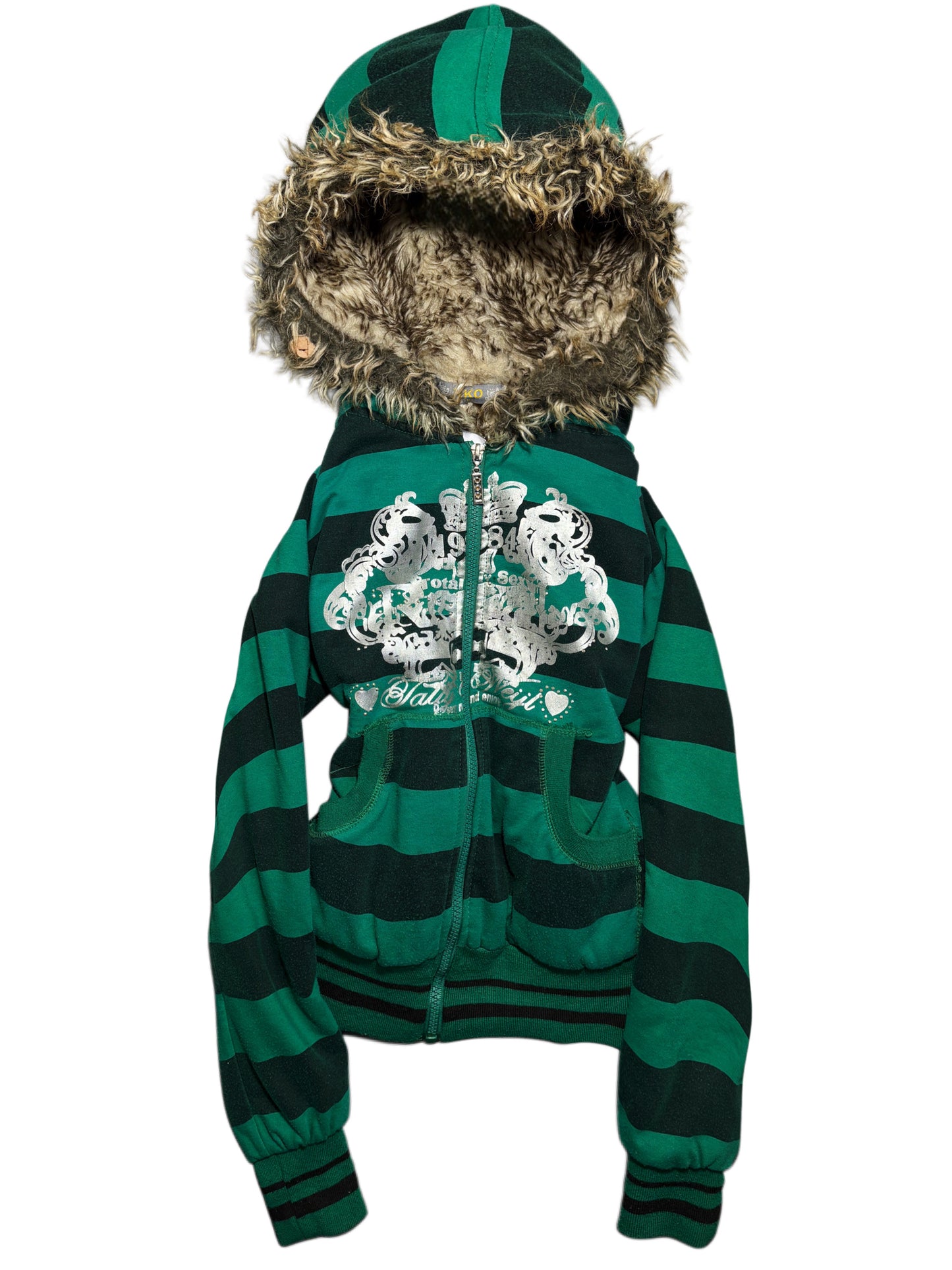 2000s Fur zip up y2k hoodie