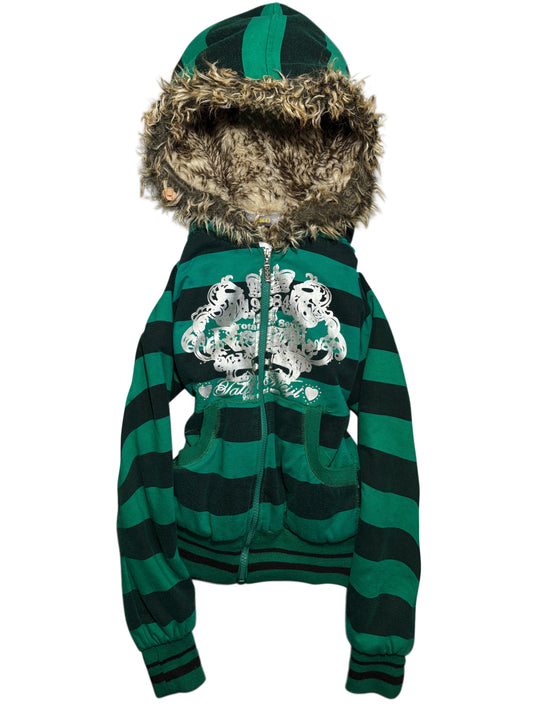 2000s Fur zip up y2k hoodie