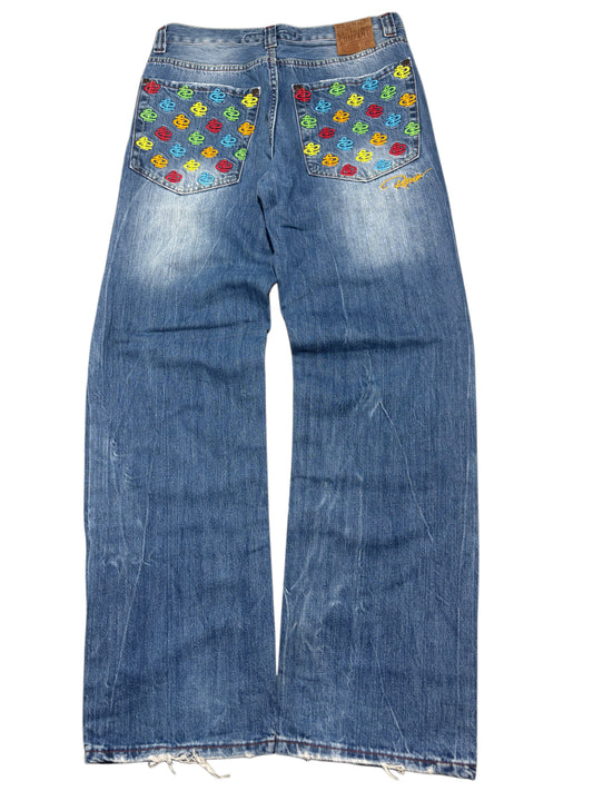 Redrum Embroidery Washed Jeans
