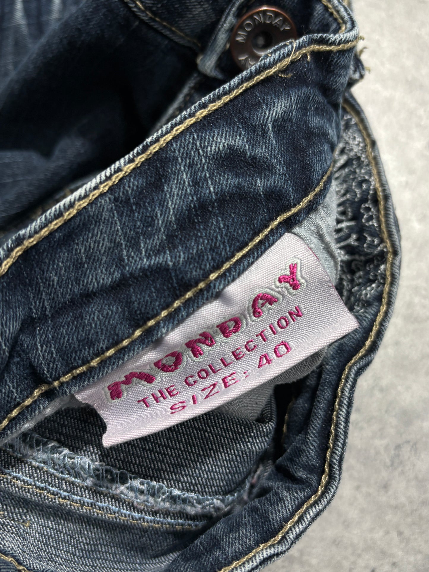 2000s Flare Crown Jeans Washed Dzwony Y2K