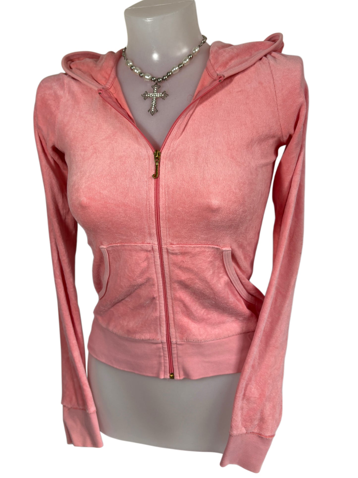2000s Juicy Couture Welur Zip Up Hoodie pink