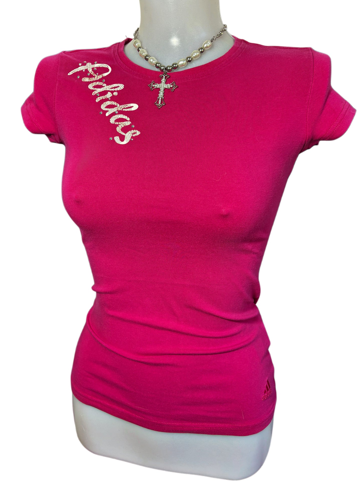 2000s Adidas baby tee pink t-shirt