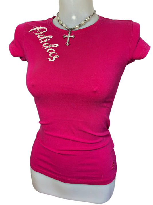 2000s Adidas baby tee pink t-shirt
