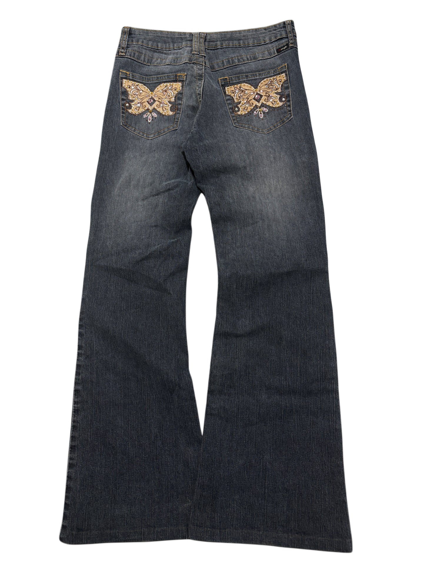 2000s Y2K Butterfly Embroidery Flared Jeans