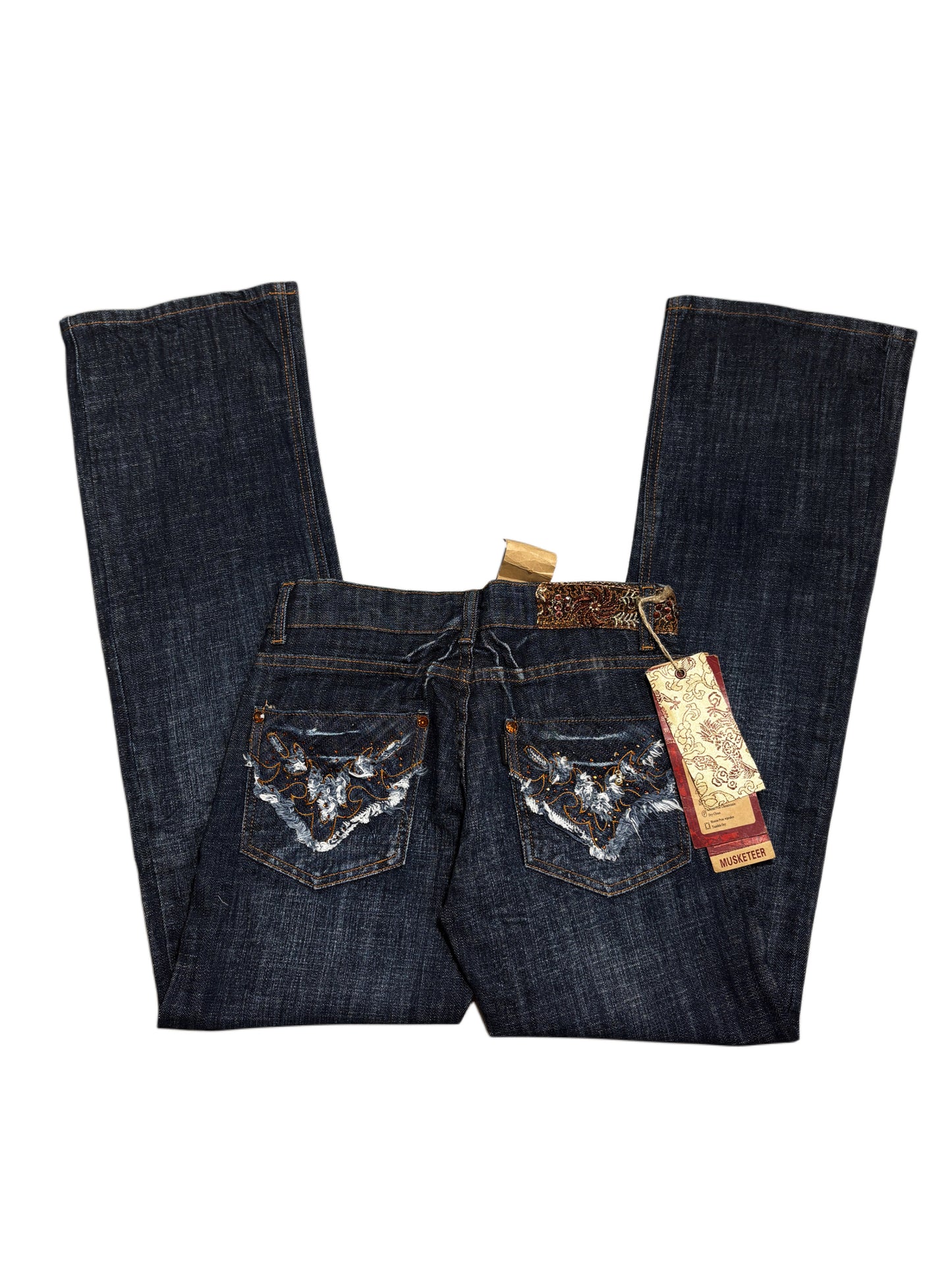 2000s Musketeer Flare Dark Distressed Y2k Jeans
