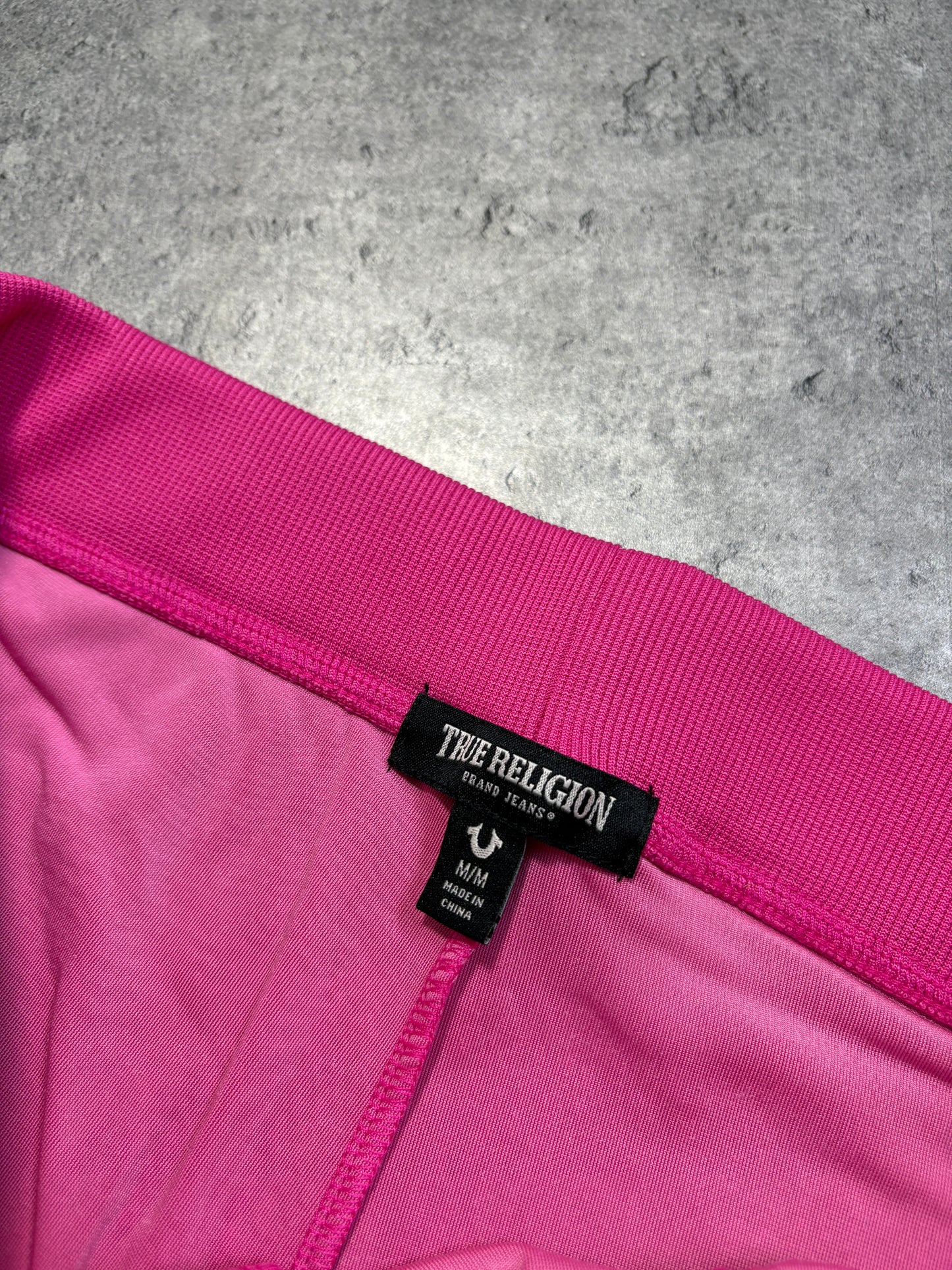 True Religion Pink Welur Rhinestone Sweatpants Dresy Spodnie Dresowe