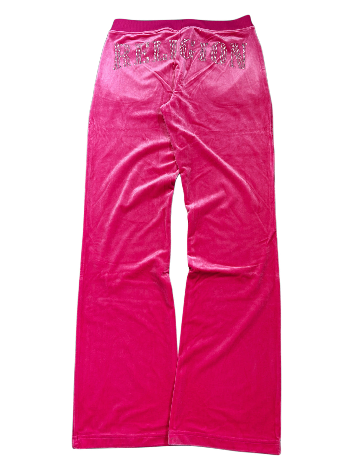 True Religion Pink Welur Rhinestone Sweatpants Dresy Spodnie Dresowe
