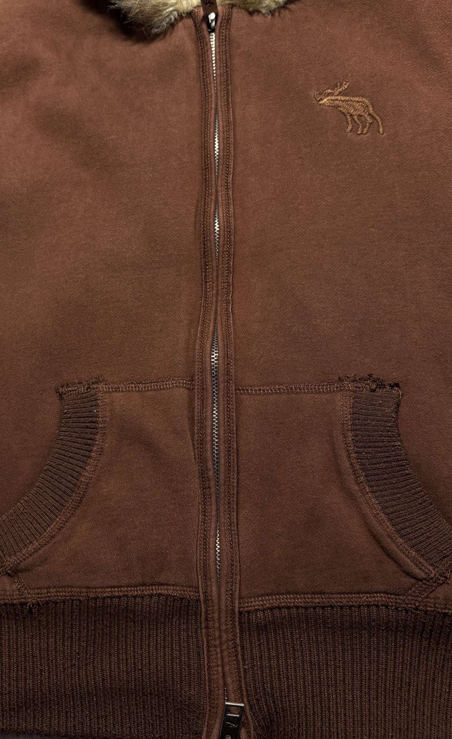2000s Abercrombie fur zip hoodie