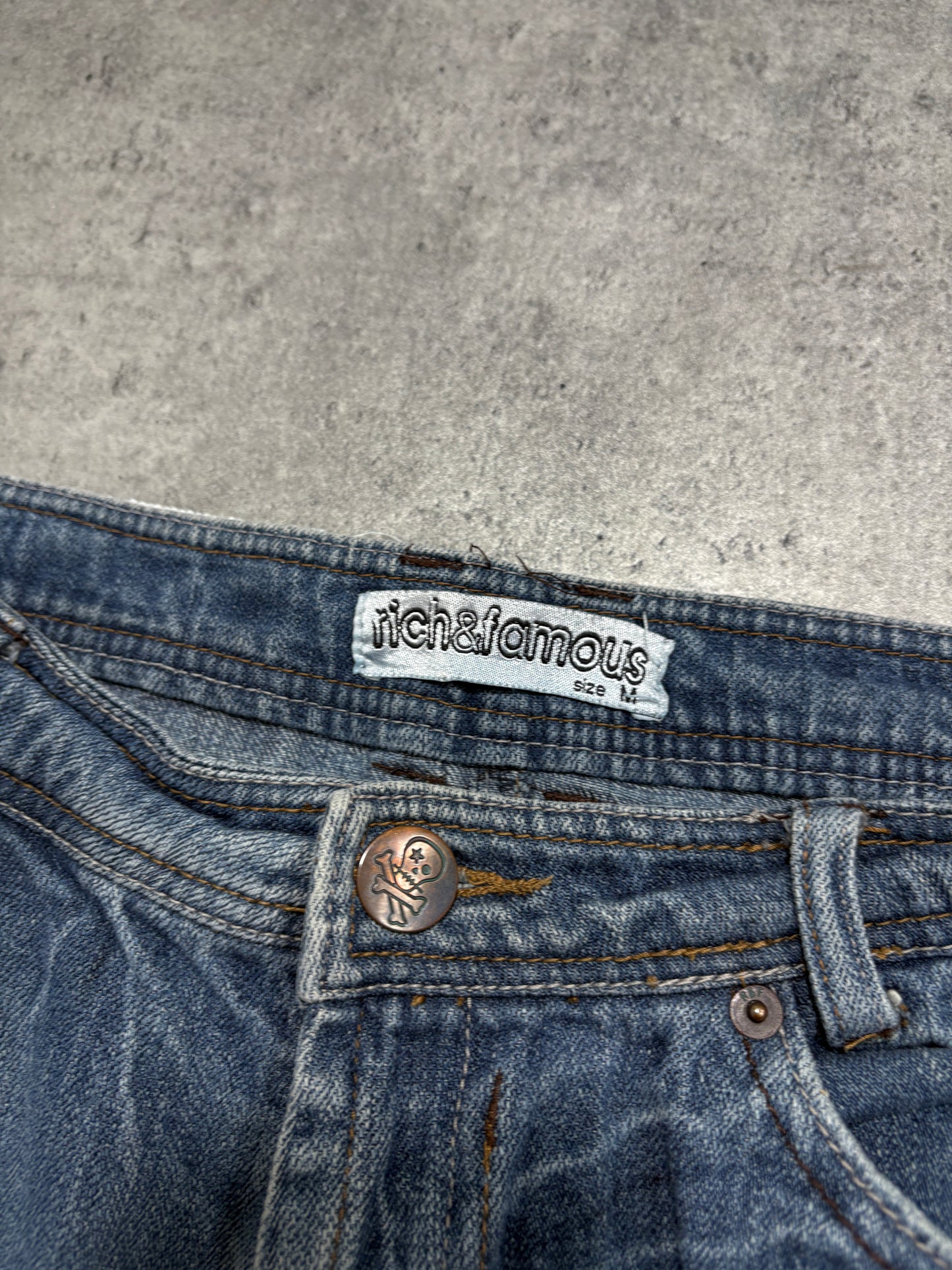 2000s Skull denim mini skirt