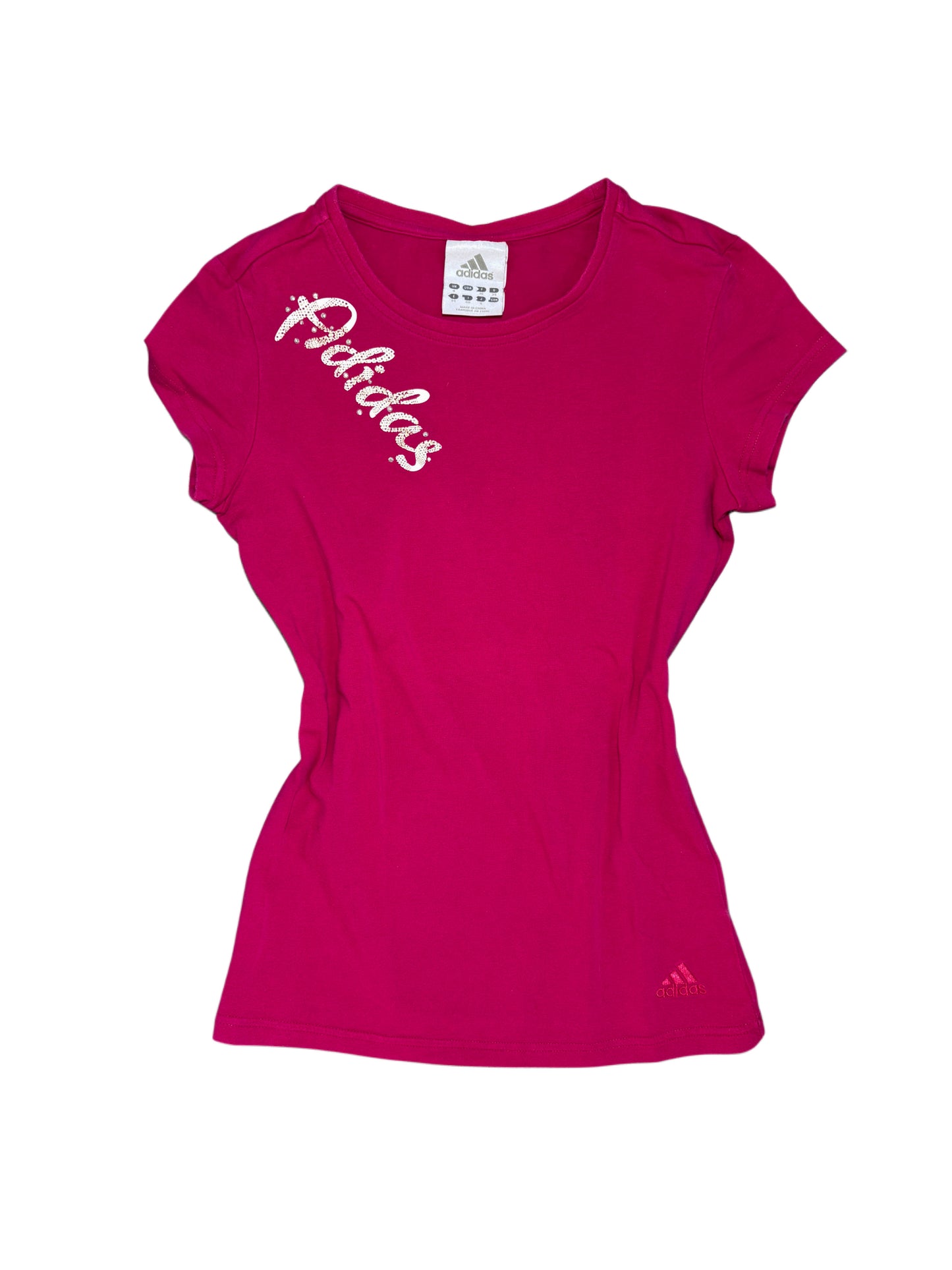 2000s Adidas baby tee pink t-shirt