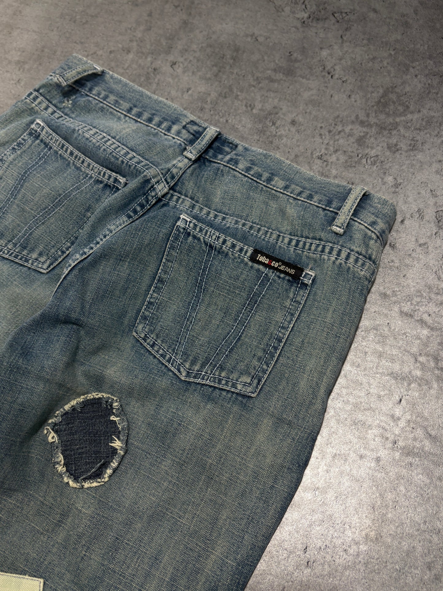 2000s Y2K Patchwork Flared Jeans