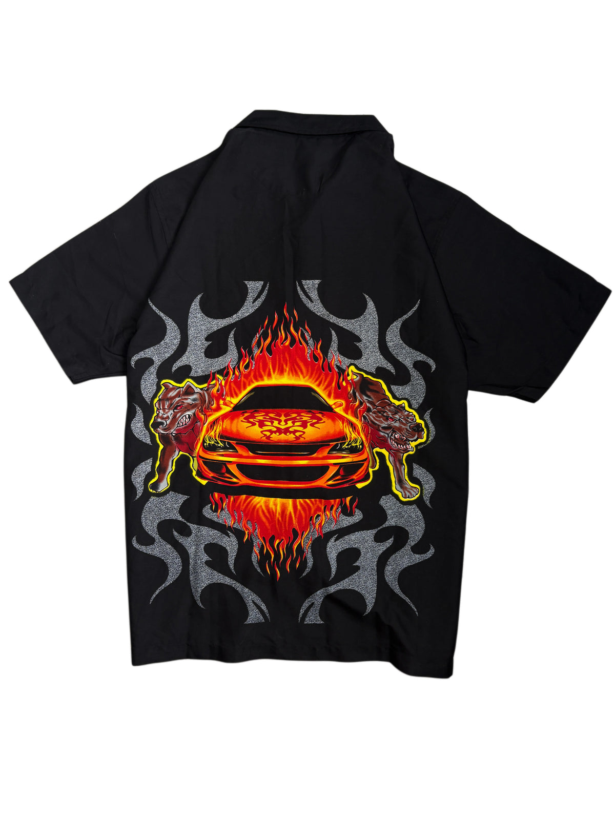 2000s Tribal Car Hawaiian Shirt Polo