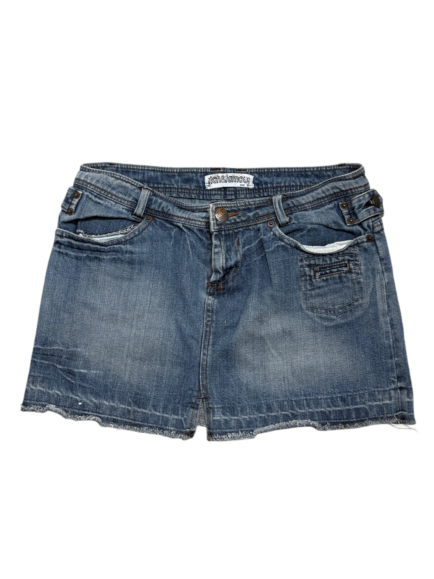 2000s Skull denim mini skirt