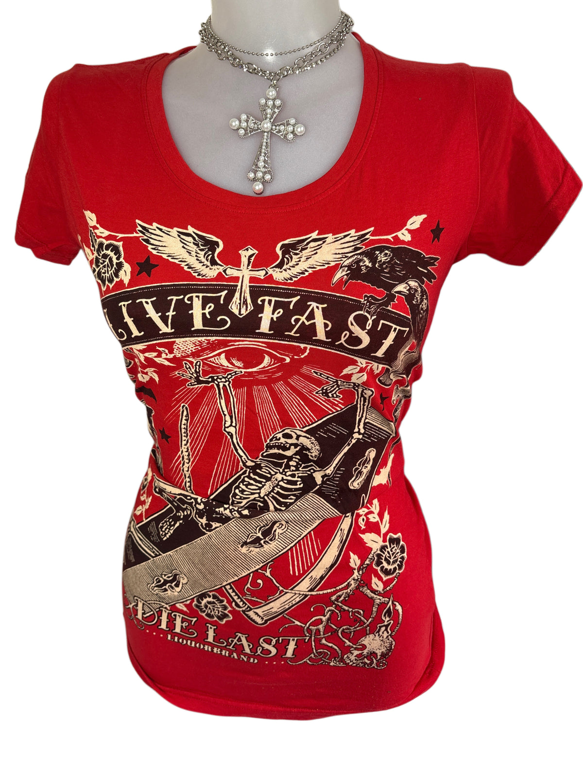 2000s Liquier Brand T-shirt skull y2k