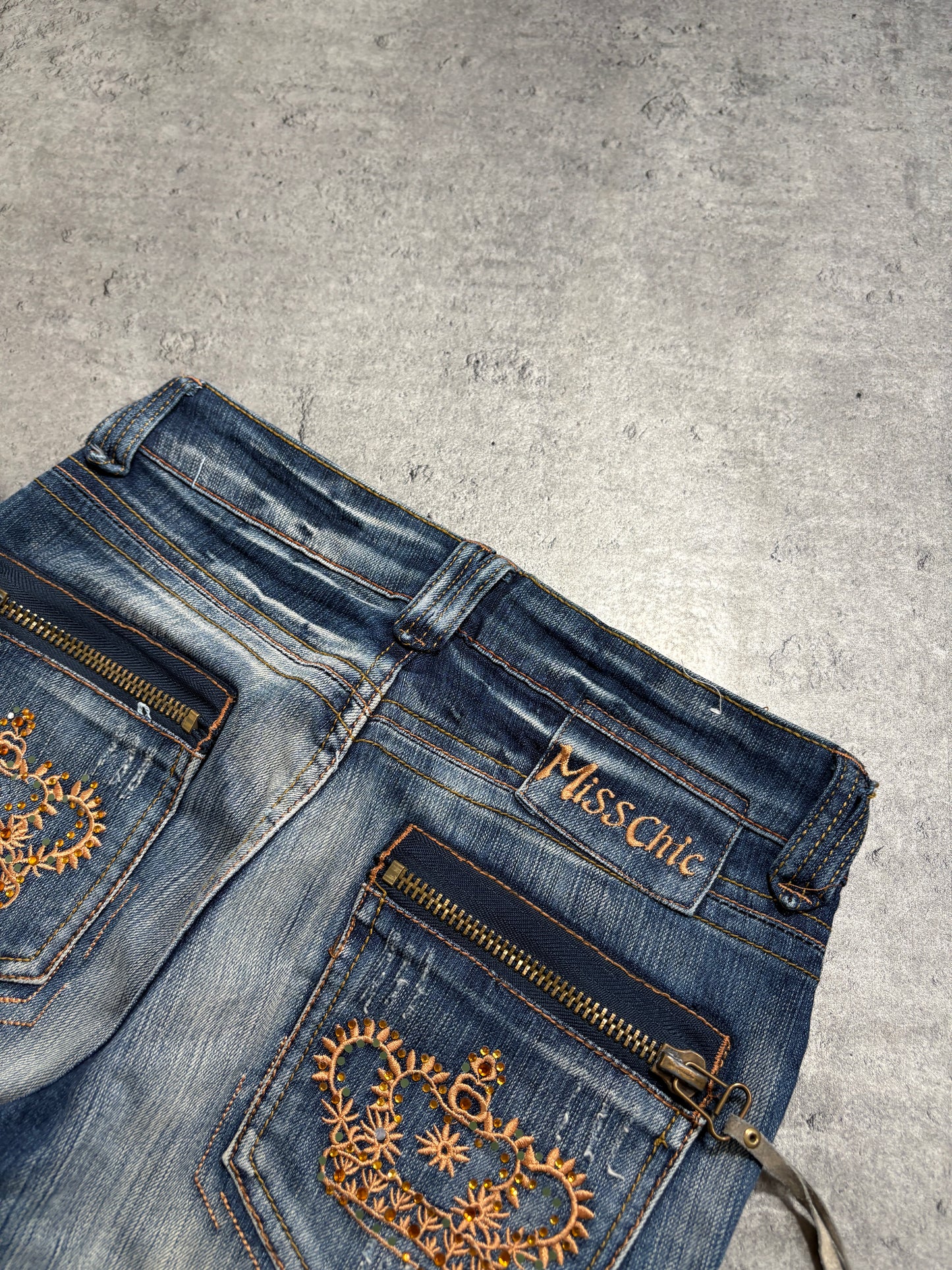 2000s Miss Chic Crowns Gold Jeans