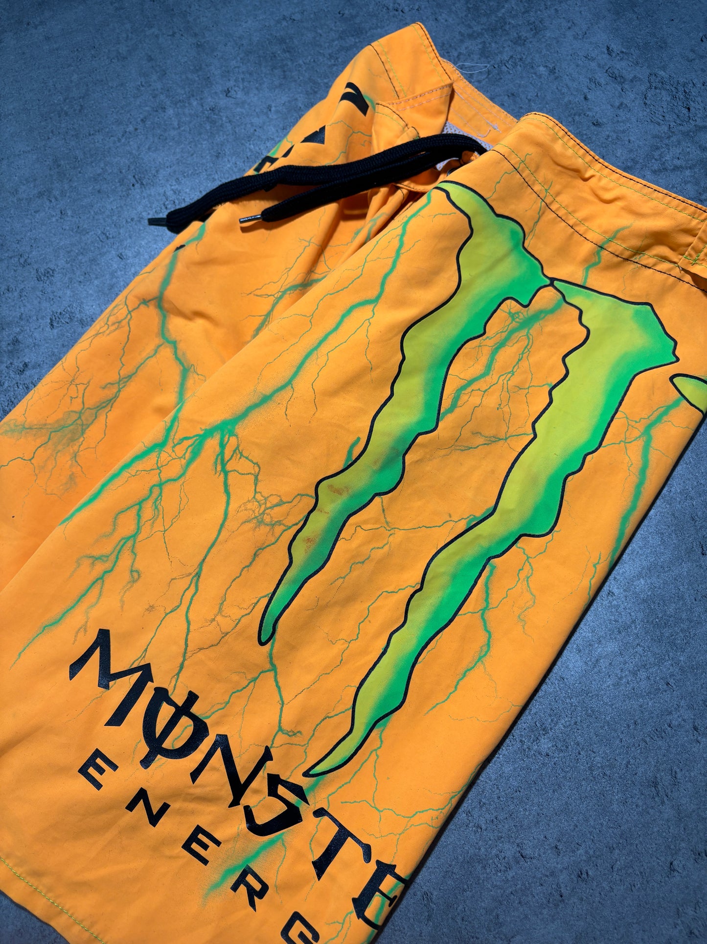 2000s Monster Energy orange swim shorts