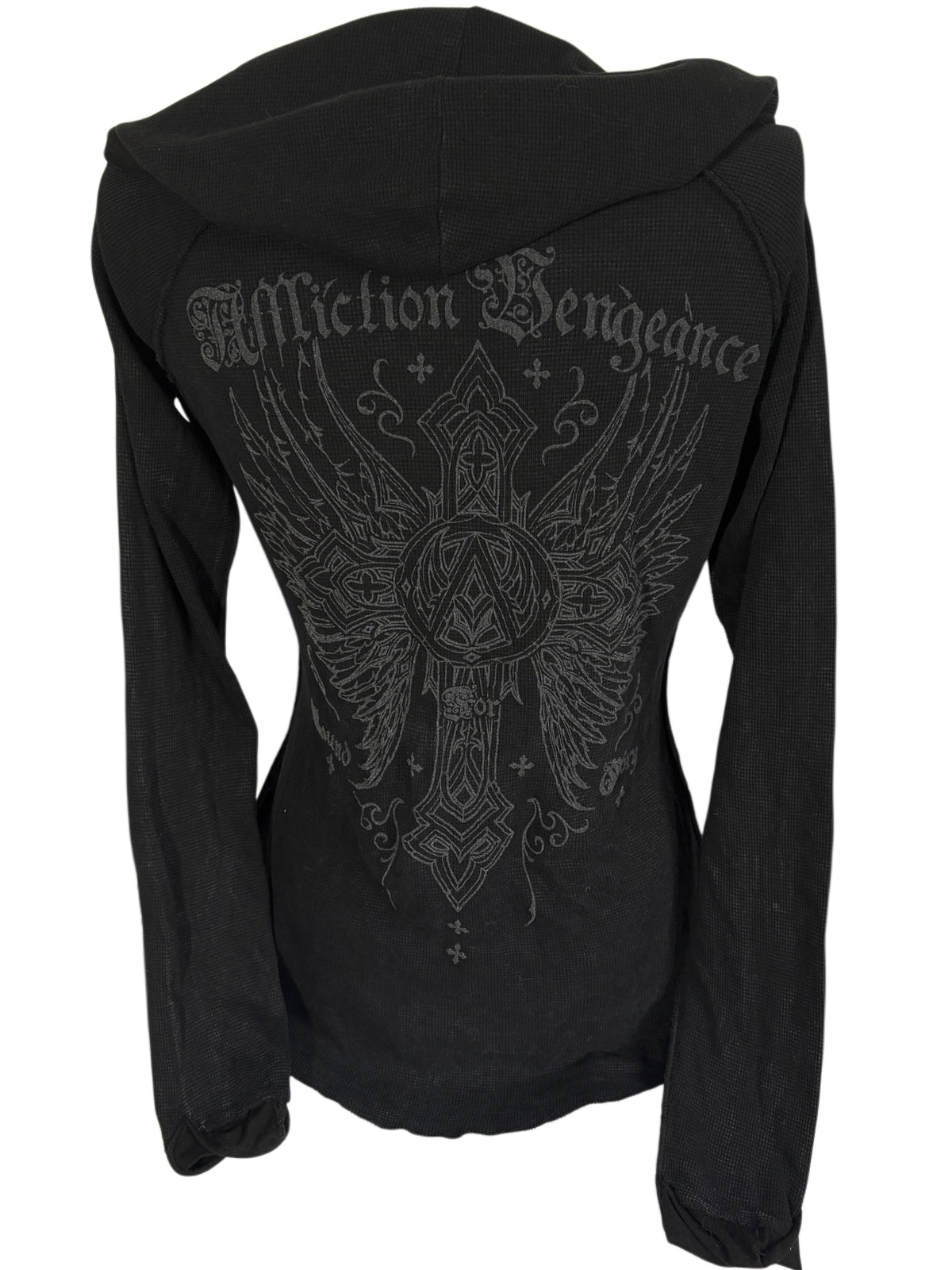2000s *RARE* Affliction Washed Waffle Longsleeve hoodie Y2K