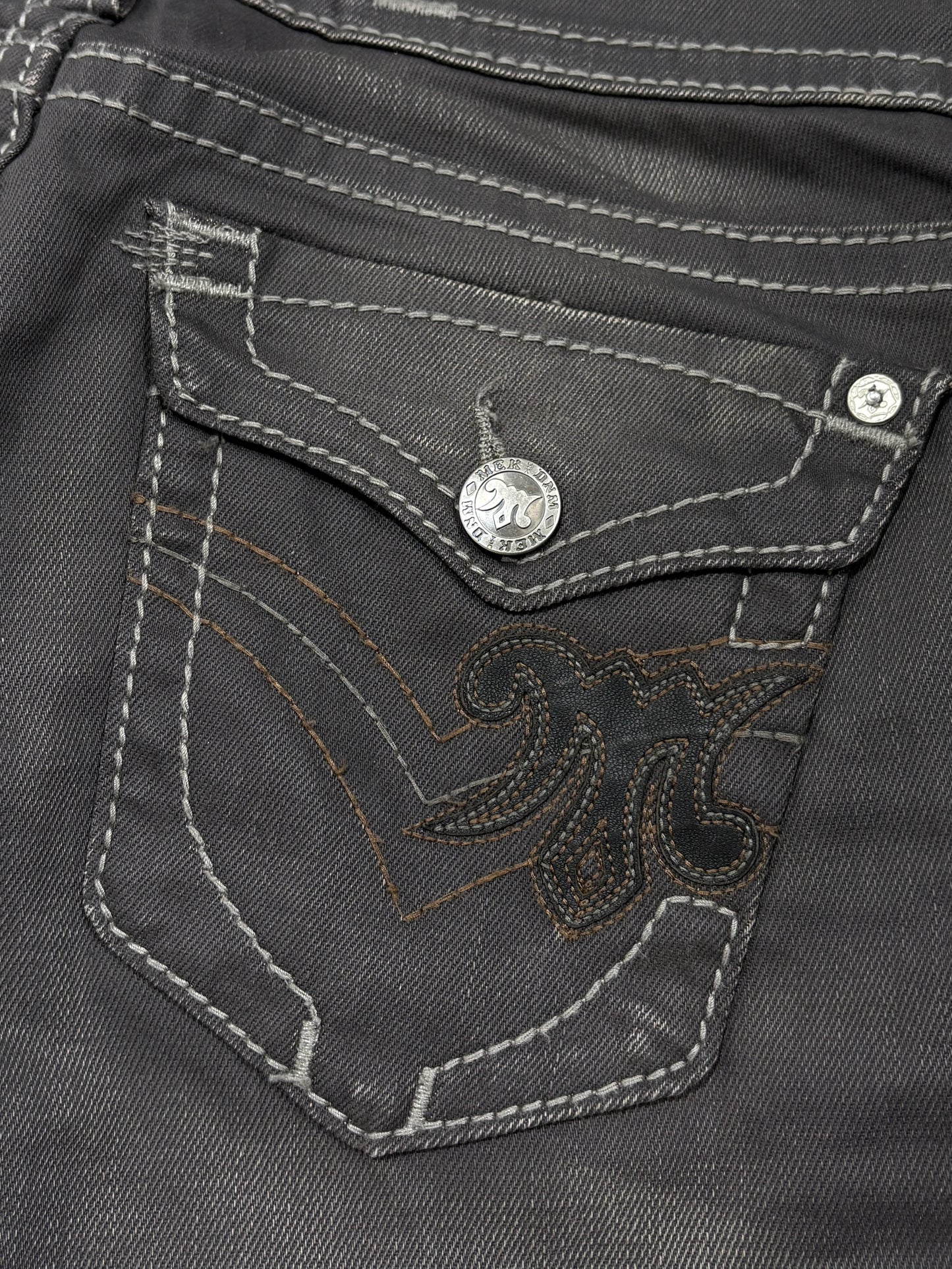 2000s Mek Denim waxed grey jeans