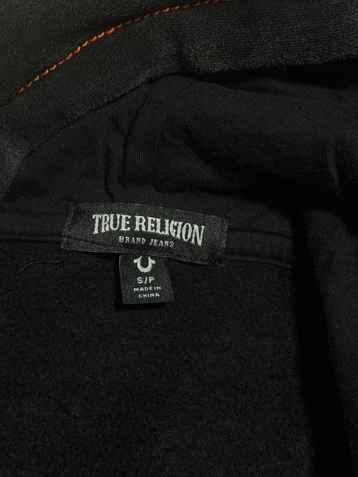 True Religion Black Hoodie Washed Effect