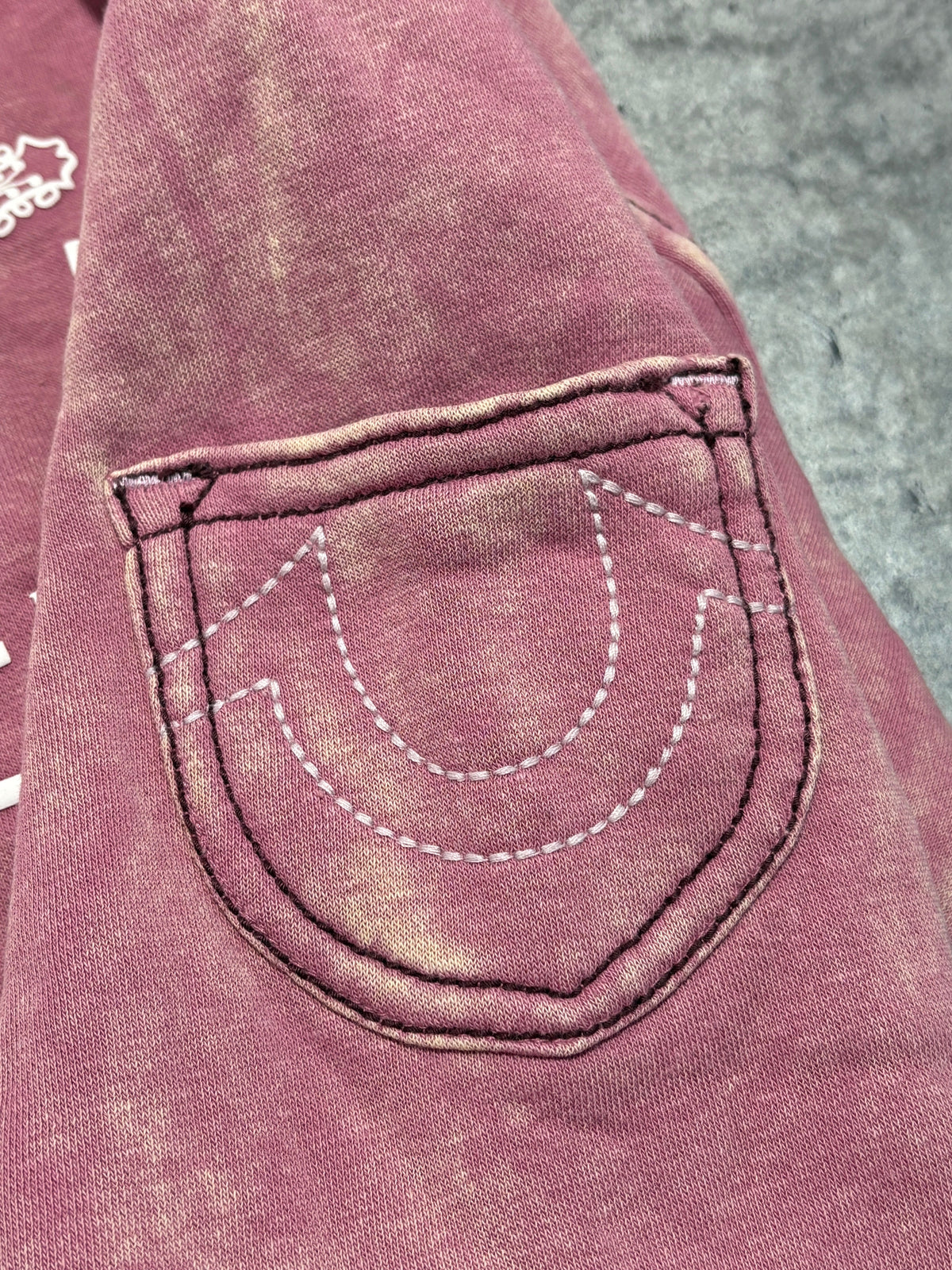 True Religion Pink Hoodie Washed Effect
