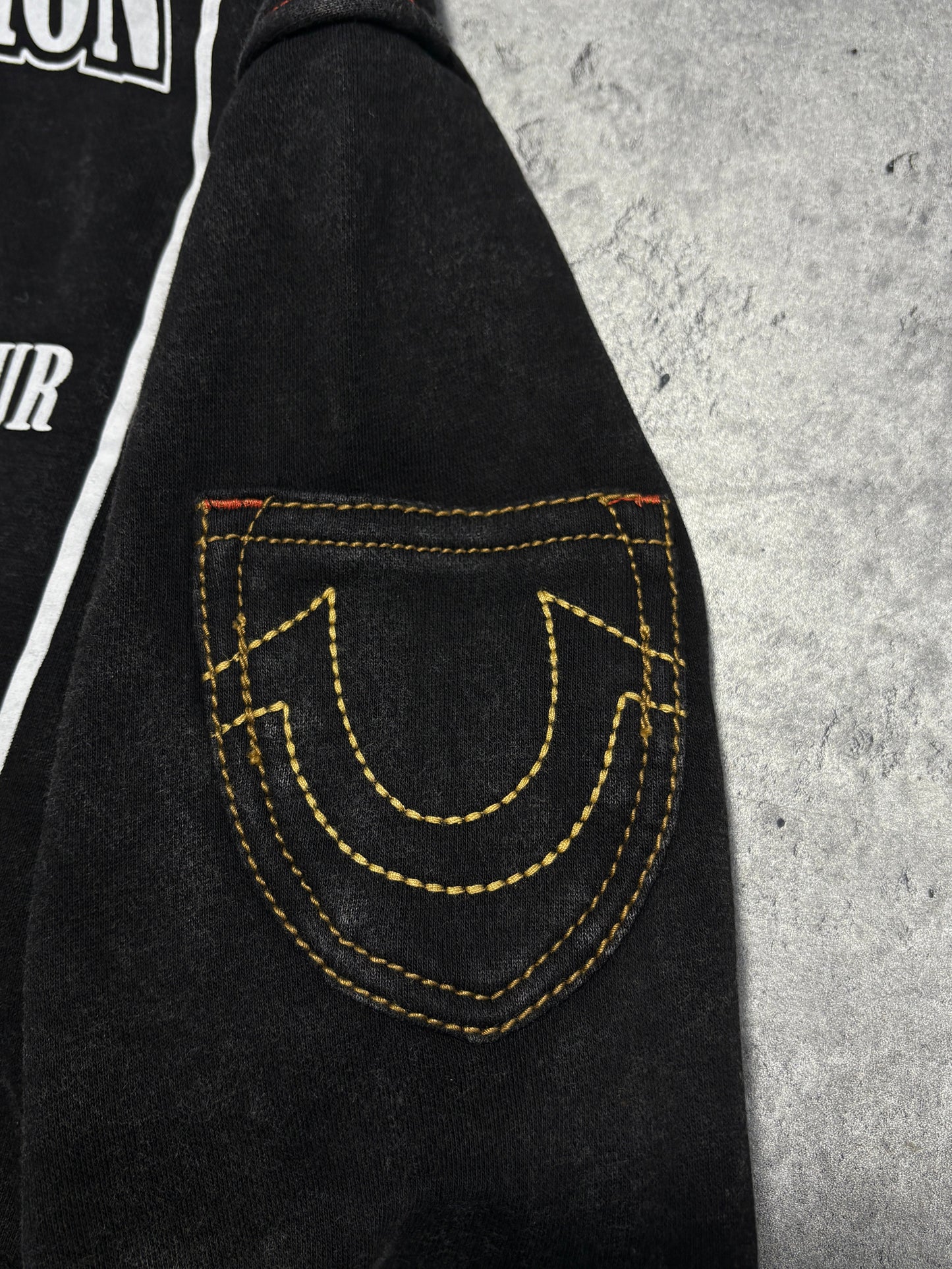 True Religion Black Hoodie Washed Effect