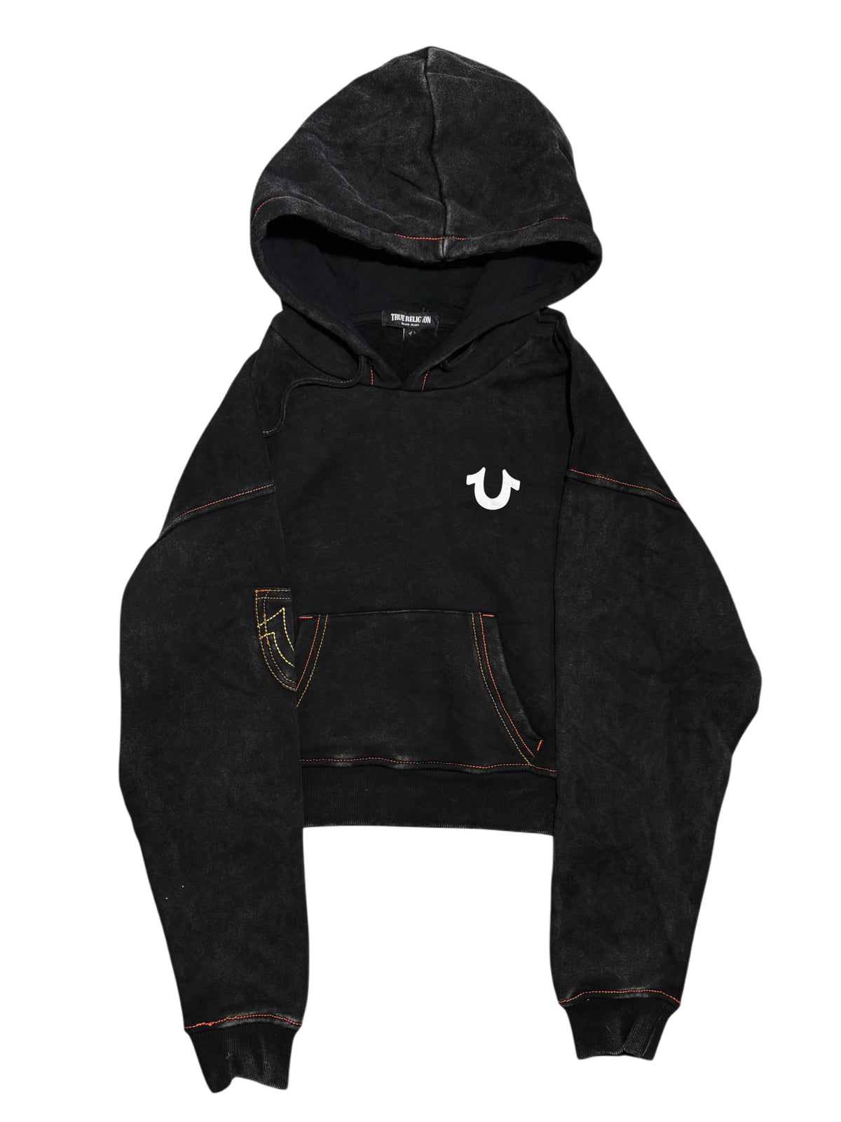 True Religion Black Hoodie Washed Effect