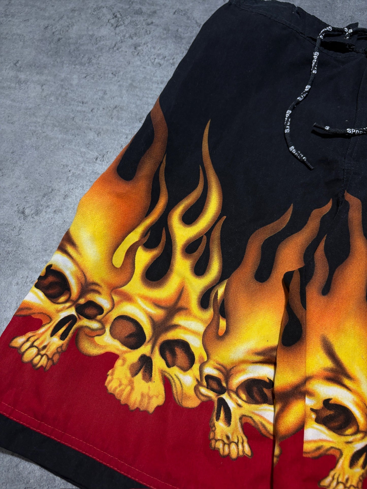 2000s Skull Fire Swim Shorts
