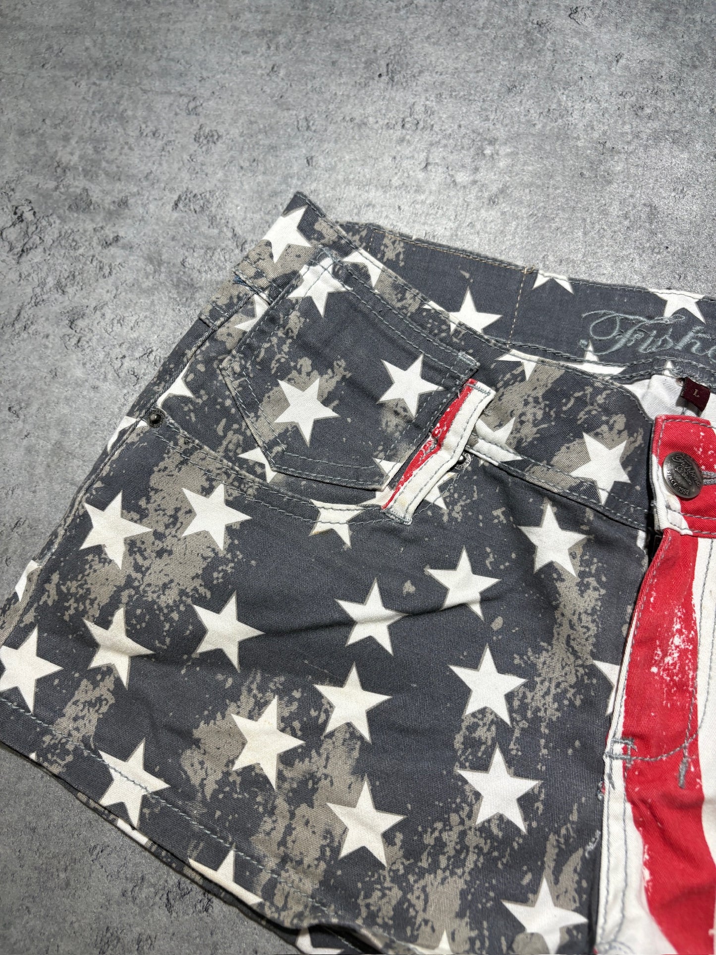 2000s Fishbone USA Flag Jeans Shorts