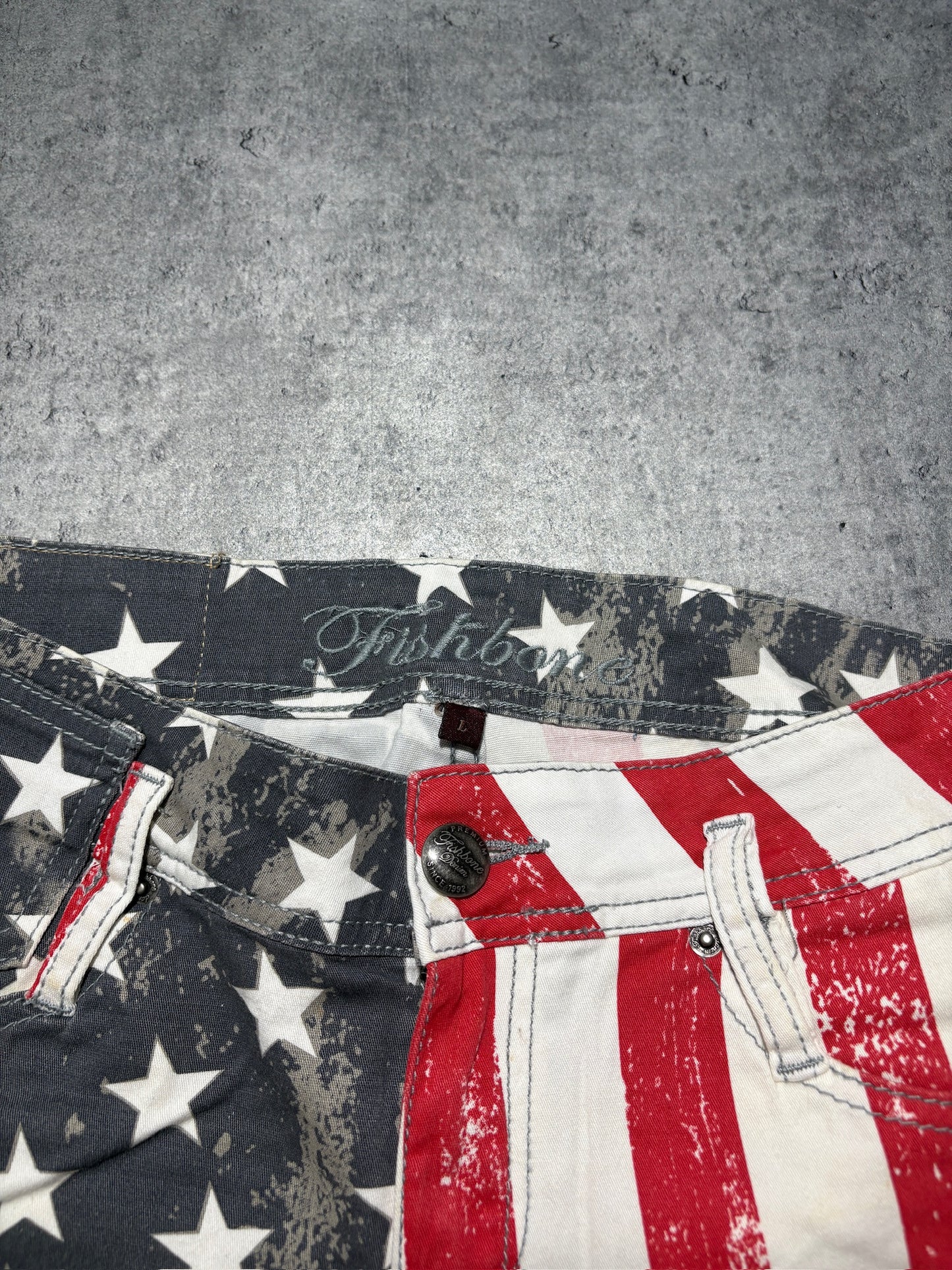 2000s Fishbone USA Flag Jeans Shorts