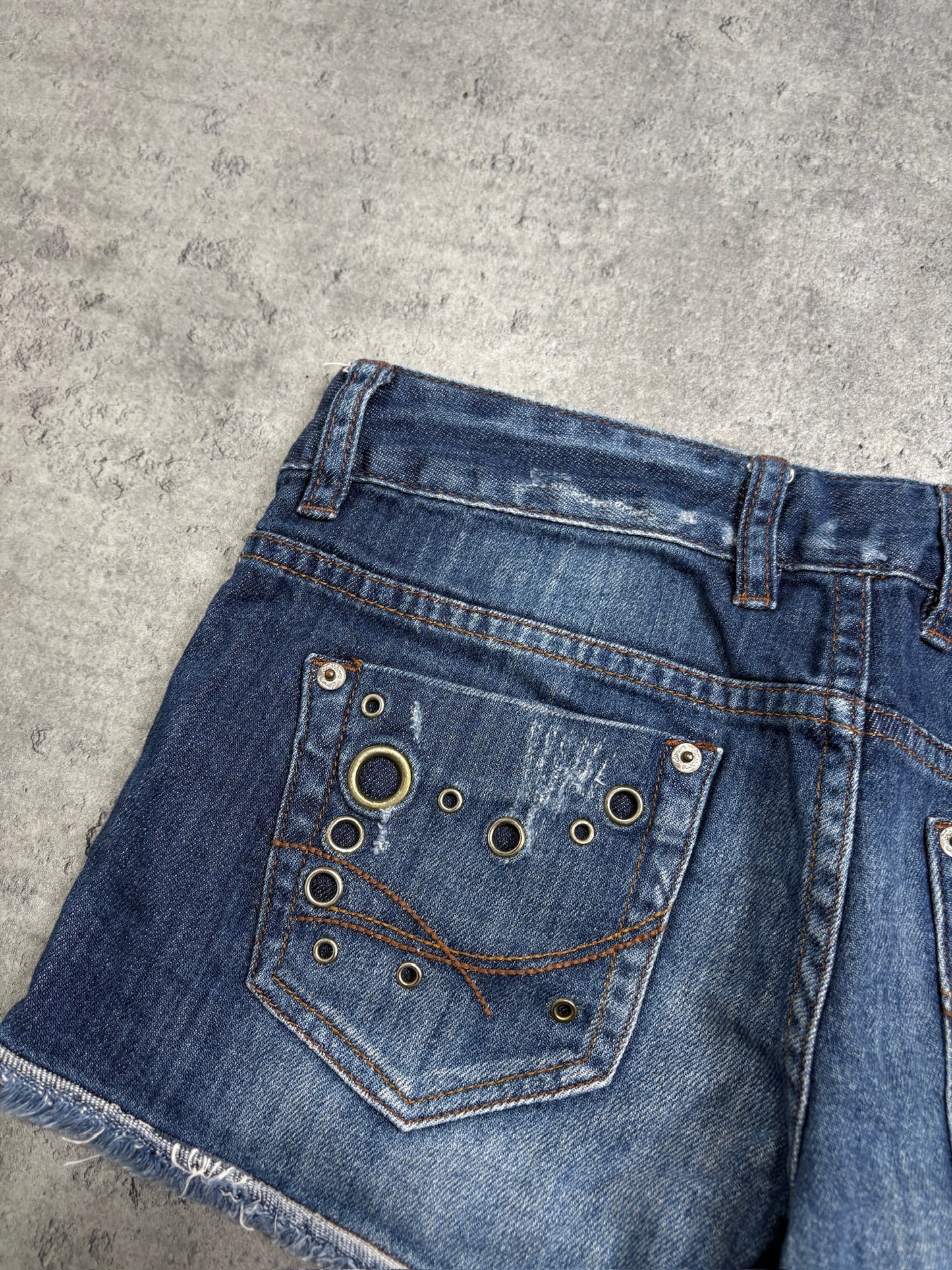 2000s Fishbone O-rings Jeans Shorts