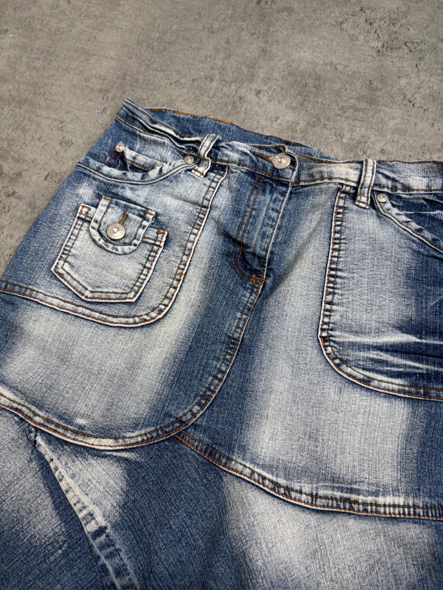 2000s Jeans Skirt Crowns Y2K Swag